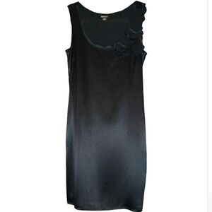 Silk Stretch Blend DKNY Black Mini Dress Donna Karan Abstract Floral Applique 4